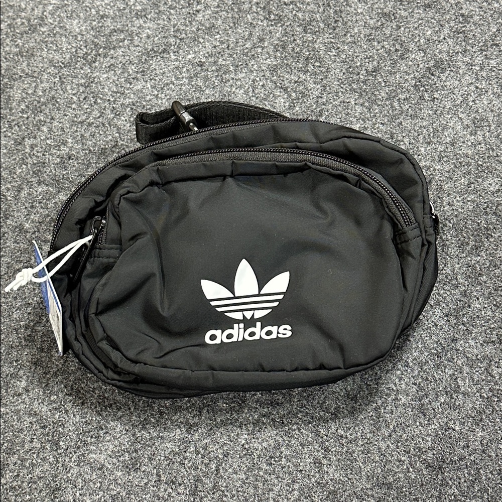 Adidas Fanny Pack Crossbody Travel Belt Bag Black Zipper Closure NEW WITH TAGS